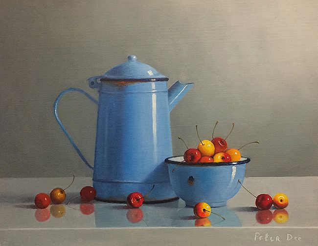 Peter Dee - Vintage Blue Enamelware with Cherries